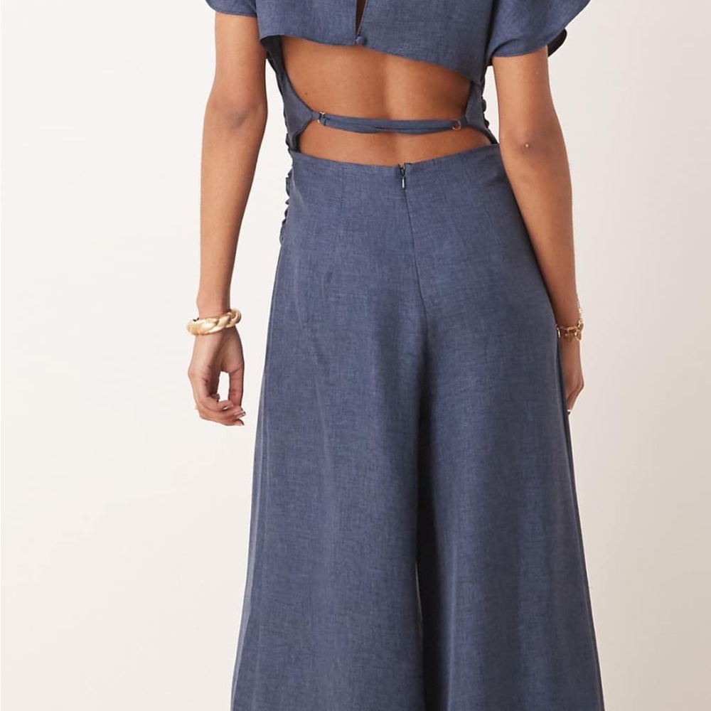 ASOS Blue Wide-Leg Jumpsuit with Open Back